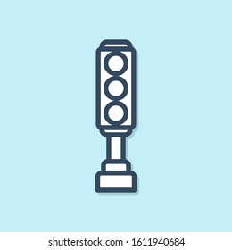 Blue line Traffic light icon isolated on blue background.  Vector Illustration