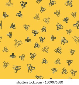 Blue line Trap hunting icon isolated seamless pattern on yellow background.  Vector Illustration