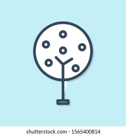 Blue line Tree icon isolated on blue background. Forest symbol.  Vector Illustration