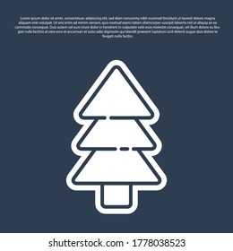 Icono de árbol de línea azul aislado en fondo azul. Símbolo de bosque. Ilustración vectorial