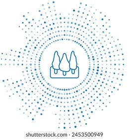 Icono de árbol de línea azul aislado sobre fondo blanco. Símbolo de bosque. Abstractas círculo de puntos aleatorios. Vector