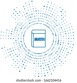 Icono de matemáticas del triángulo azul aislado en fondo blanco. Puntos aleatorios del círculo abstracto. Ilustración vectorial
