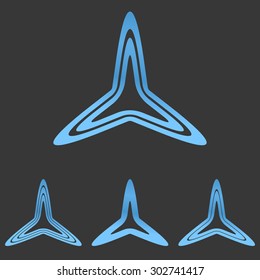 Blue line triangle star logo design set