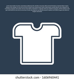 Blue line T-shirt icon isolated on blue background.  Vector Illustration