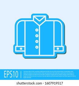 Blue line T-shirt icon isolated on grey background.  Vector Illustration