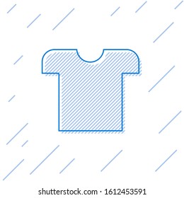 Blue line T-shirt icon isolated on white background.  Vector Illustration