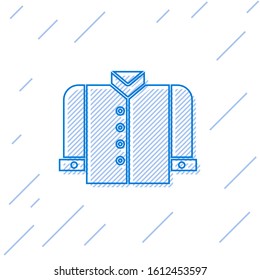 Blue line T-shirt icon isolated on white background.  Vector Illustration