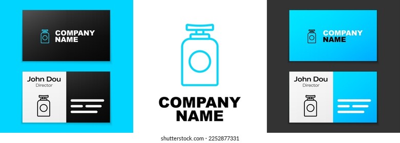 Blue line Tube of hand cream icon isolated on white background. Logo design template element. Vector