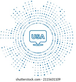 Blue line USA Independence day icon isolated on white background. 4th of July. United States of America country. Abstract circle random dots. Vector