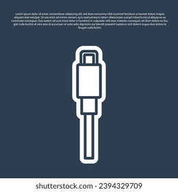 Blue line USB cable cord icon isolated on blue background. Connectors and sockets for PC and mobile devices.  Vector