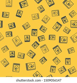 Blue line User manual icon isolated seamless pattern on yellow background. User guide book. Instruction sign. Read before use.  Vector Illustration