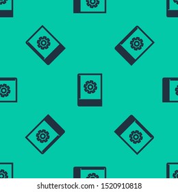 Blue line User manual icon isolated seamless pattern on green background. User guide book. Instruction sign. Read before use.  Vector Illustration