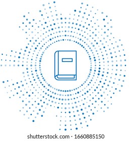 Blue line User manual icon isolated on white background. User guide book. Instruction sign. Read before use. Abstract circle random dots. Vector Illustration