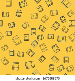 Blue line User manual icon isolated seamless pattern on yellow background. User guide book. Instruction sign. Read before use.  Vector Illustration
