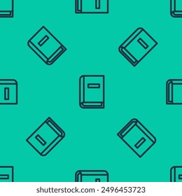 Blue line User manual icon isolated seamless pattern on green background. User guide book. Instruction sign. Read before use.  Vector Illustration