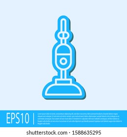 Blue line Vacuum cleaner icon isolated on grey background.  Vector Illustration