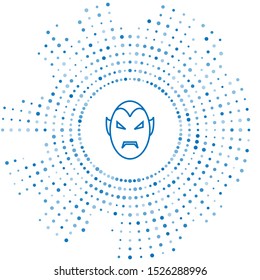 Blue line Vampire icon isolated on white background. Happy Halloween party. Abstract circle random dots. Vector Illustration