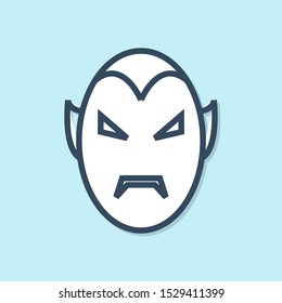 Blue line Vampire icon isolated on blue background. Happy Halloween party.  Vector Illustration