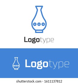 Blue line Vase icon isolated on white background. Logo design template element. Vector Illustration