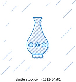 Blue line Vase icon isolated on white background.  Vector Illustration