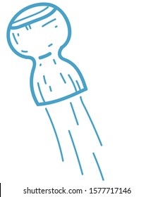 Blue line vector of bottle cork flying away