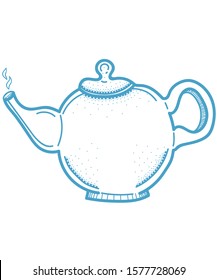 Blue line vector illustration of kettle  teapot