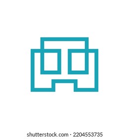 Blue line vector logo shapes like a couch. Logo for furniture, product, brand, business, and company.