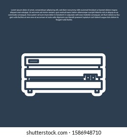 Blue line Video game console icon isolated on blue background.  Vector Illustration