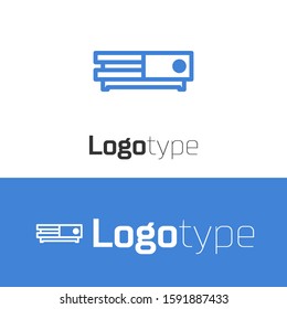 Blue line Video game console icon isolated on white background. Logo design template element. Vector Illustration