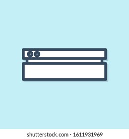 Blue line Video game console icon isolated on blue background.  Vector Illustration