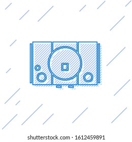 Blue line Video game console icon isolated on white background.  Vector Illustration