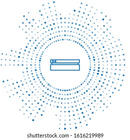 Blue line Video game console icon isolated on white background. Abstract circle random dots. Vector Illustration
