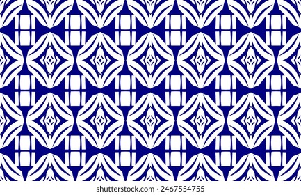 Blue line vintage ret background, seamless geometric pattern with diamond pattern repeat and seamless replete image design for fabric printing vintage porcelain theme wallpaper 80's year, rectangular