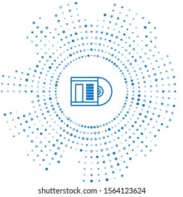 Blue line Vinyl disk icon isolated on white background. Abstract circle random dots. Vector Illustration