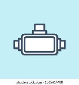 Blue line Virtual reality glasses icon isolated on blue background. Stereoscopic 3d vr mask.  Vector Illustration