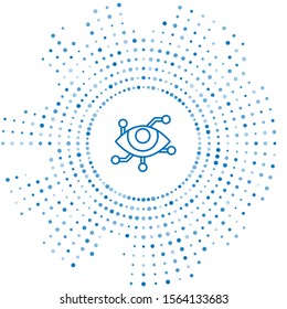Blue line Virtual reality icon isolated on white background. Abstract circle random dots. Vector Illustration