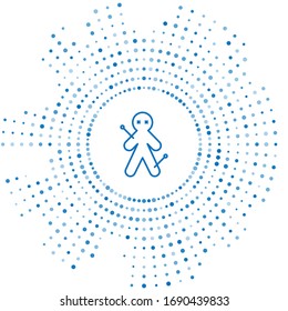 Blaue Linie Voodoo-Puppe Symbol einzeln auf weißem Hintergrund. Abstrakte Kreis Zufallspunkte. Vektorillustration-Illustration