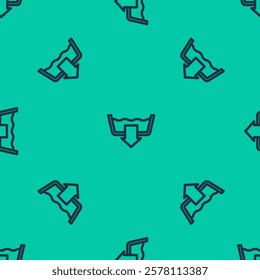 Blue line Washing modes icon isolated seamless pattern on green background. Temperature wash.  Vector