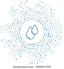 Blue line Water drop icon isolated on white background. Abstract circle random dots. Vector
