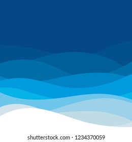 Blue line wave abstract background in flat vector illustration design style.