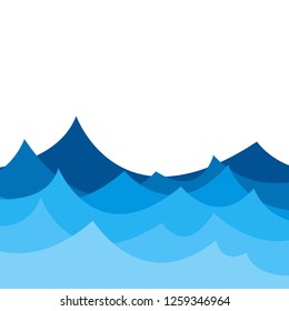 Blue line wave concept abstract background in flat vector illustration design style.