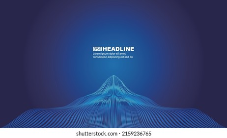 Blue line wave motion vertical extension technology space sense background