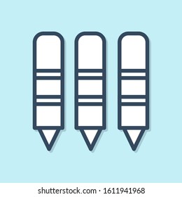 Blue line Wax crayons for drawing icon isolated on blue background.  Vector Illustration