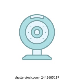 Blue Line Webcam Call vector icon
