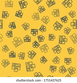 Blue line Wet wipe pack icon isolated seamless pattern on yellow background.  Vector Illustration