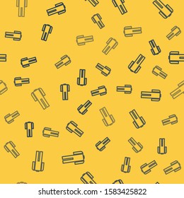 Blue line Wetsuit for scuba diving icon isolated seamless pattern on yellow background. Diving underwater equipment.  Vector Illustration