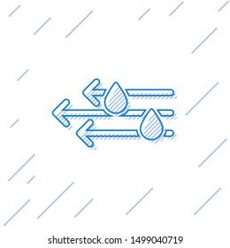 Blue line Wind and rain icon isolated on white background. Windy weather.  Vector Illustration