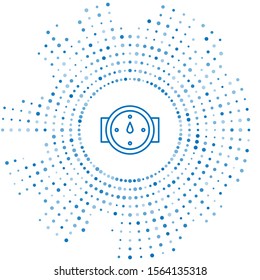 Blue line Wind rose icon isolated on white background. Compass icon for travel. Navigation design. Abstract circle random dots. Vector Illustration