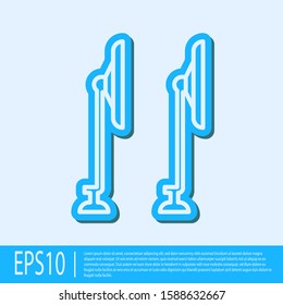 Blue line Windscreen wiper icon isolated on grey background.  Vector Illustration