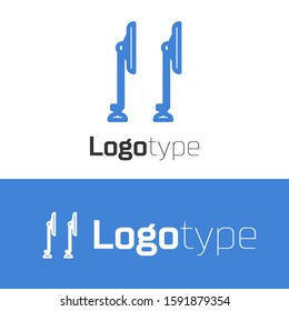 Blue line Windscreen wiper icon isolated on white background. Logo design template element. Vector Illustration
